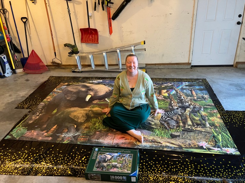 Me sitting on a giant puzzle!